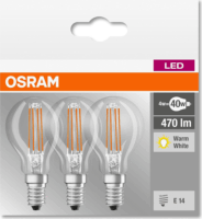 Osram Base Classic 4W E14 LED kisgömb izzó filament - Meleg fehér (3db)