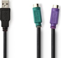 Nedis CCGP60830BK03 USB-A apa - 2xPS/2 anya Adapterkábel 0.3m - Fekete