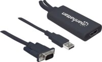 Manhattan 152426 VGA+USB-A apa - HDMI anya Adapter - Fekete