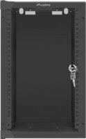 Lanberg 10" Fali rack szekrény (Üveg) 9U 280x310mm - Fekete