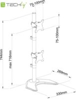 Techly 027552 13"-27" LCD TV/Monitor asztali tartó állvány 2 monitorhoz Fekete