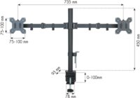 Techly 027514 13"-27" LCD TV/Monitor asztali tartó kar 2 monitorhoz Fekete