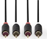 Nedis CABW24200AT50 2x RCA (apa - apa) kábel 5m - Fekete