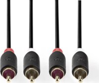 Nedis CABW24200AT30 2x RCA (apa - apa) kábel 3m - Fekete