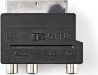 Nedis Scart - S-Video + 3x RCA (anya - anya) adapter - Fekete