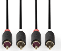 Nedis RCA - RCA Sztereó audiókábel 1m (2xRCA apa - 2xRCA apa) Antracit