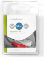 Nedis CAGB22255BK02 2x RCA apa - 3.5mm Jack anya kábel 0.2m - Fekete