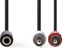 Nedis CAGB22255BK02 2x RCA apa - 3.5mm Jack anya kábel 0.2m - Fekete