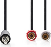 Nedis CAGB22250BK02 3.5mm Jack apa - 2x RCA anya kábel 0.2m - Fekete