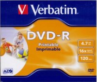 Verbatim DVD-R 4,7 GB, 16x, normál tokban, szélesen nyomtatható, matt, "ID"