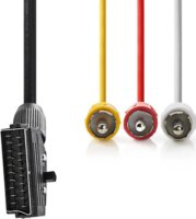 Nedis CVGP31130BK10 Kapcsolható SCART-kábel 1m (SCART apa - 3xRCA apa) Fekete