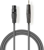 Nedis XLR - JACK Egyensúlyozott audiokábel 1m (XLR anya - 3.5mm jack apa) Szürke