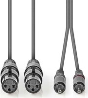 Nedis XLR - RCA audiokábel 1.5m (2xXLR anya - 2xRCA apa) Szürke