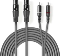 Nedis XLR - RCA audiokábel 1.5m (2xXLR anya - 2xRCA apa) Szürke