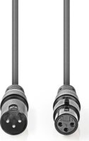 Nedis XLR - XLR Egyensúlyozott audiokábel 10m (XLR apa - XLR anya) Szürke
