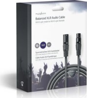 Nedis XLR - XLR Egyensúlyozott audiokábel 10m (XLR apa - XLR anya) Szürke