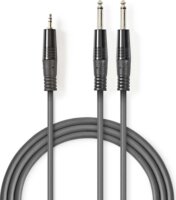 Nedis JACK - JACK Sztereó audiokábel 1.5m (2x6.35mm jack apa - 3.5mm jack apa) Szürke