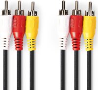 Nedis CVGP24300BK50 3xRCA apa - 3xRCA apa Kompozit Videokábel 5m Fekete