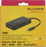 Delock 63929 USB-C apa - (VGA + HDMI + DVI + DisplayPort) anya Adapter - Fekete