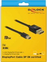 Delock 84928 DisplayPort kábel 8K 60Hz (mini DisplayPort apa - DisplayPort apa) 2m Fekete