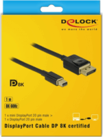 Delock 84927 DisplayPort kábel 8K 60Hz (mini DisplayPort apa - DisplayPort apa) 1m Fekete