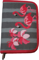 Hama Flamingo Iskolatáska tolltartóval - Szürke/Rózsaszín