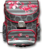 Hama Flamingo Iskolatáska tolltartóval - Szürke/Rózsaszín