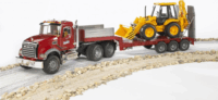 Bruder MACK Granite tréler és JCB munkagép