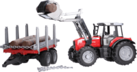 Bruder Massey Ferguson 7480 Homlokrakodóval és rönkszállitóval