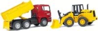 Bruder MAN TGA billenőplatós teherautó és Fiat FR130 homlokrakodó (1:16)