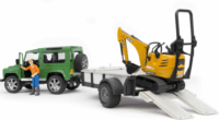 Bruder Land Rover Defender utánfutóval és JCB 8010 CTS markolóval (1:16)
