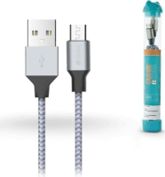 Devia Tube USB - MicroUSB Textil Adat- és töltőkábel 1m - Ezüst/Fekete