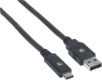 Manhattan USB3.1-C - USB3.0-A Adat- és töltőkábel 2m - Fekete