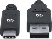 Manhattan USB3.1-C - USB3.0-A Adat- és töltőkábel 2m - Fekete
