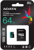 ADATA 64GB Premier Pro MicroSDXC UHS-I U3 CL 10 memóriakártya + Adapter
