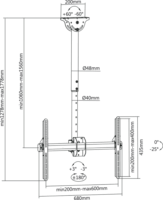 Stell SHO 3900 Single 40"-70" LCD TV/Monitor mennyezeti tartó Fekete