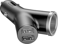 Baseus Y-type Autós 2xUSB + szivargyújtó töltő Fekete