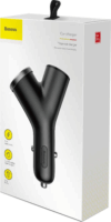 Baseus Y-type Autós 2xUSB + szivargyújtó töltő Fekete