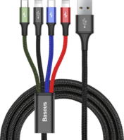 Baseus Fast 4in1 USB-A apa - (2xLightning+USB-C+MicroUSB) apa iPhone töltőkábel 1.2m - Fekete
