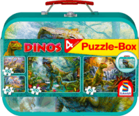 Schmidt Dinók - 4 az 1-ben puzzle készlet fém dobozban