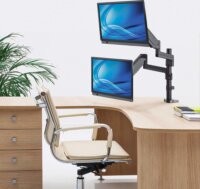 Manhattan 461597 17"-32" Dupla LED/LCD Asztali tartó kar gázrugóval - Fekete (2 kijelző)