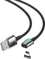 Baseus Magnetic Zinc USB-A apa - Mágneses Lightning apa Adat- és töltőkábel 1m - Fekete