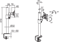Multibrackets Officeline Single 15"-30" LCD TV/Monitor asztali tartó állvány - Fekete