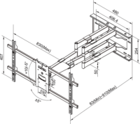 Multibrackets Long Reach 50"-90" LCD TV/Monitor fali tartó Fekete