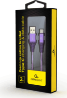 Gembird Prémium USB-A apa - USB-C apa Adat- és töltőkábel 2m - Lila/Fehér