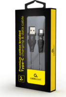 Gembird Prémium USB-A apa - USB-C apa Adat- és töltőkábel 2m - Fekete/Fehér