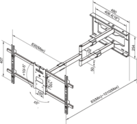 Multibrackets Long Reach 42"-75" LCD TV/Monitor fali tartó Fekete