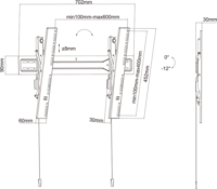 Multibrackets VESA falikonzol Super Slim Tilt 600 MAX 40-75" LCD TV/Monitor fali tartó Fekete