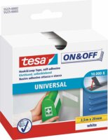 Tesa On&Off 20mm x 2,5m Öntapadós tépőzár - Fehér