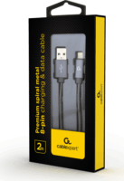 Gembird Premium USB apa - Lightning apa iPhone töltőkábel 2m - Metál szürke